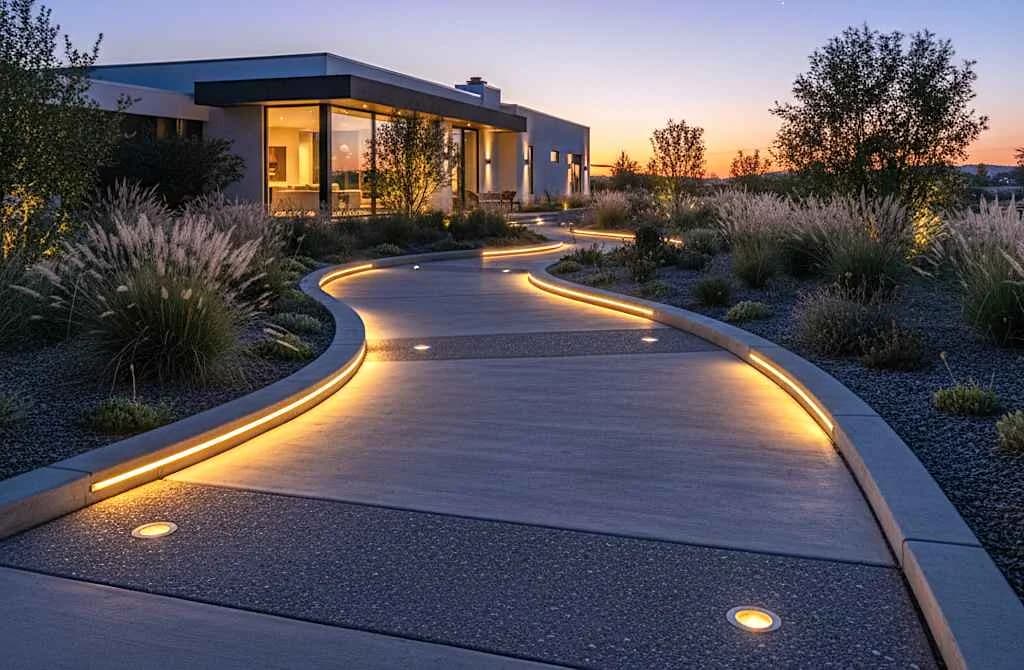 Lighted Walkways concrete walkway example