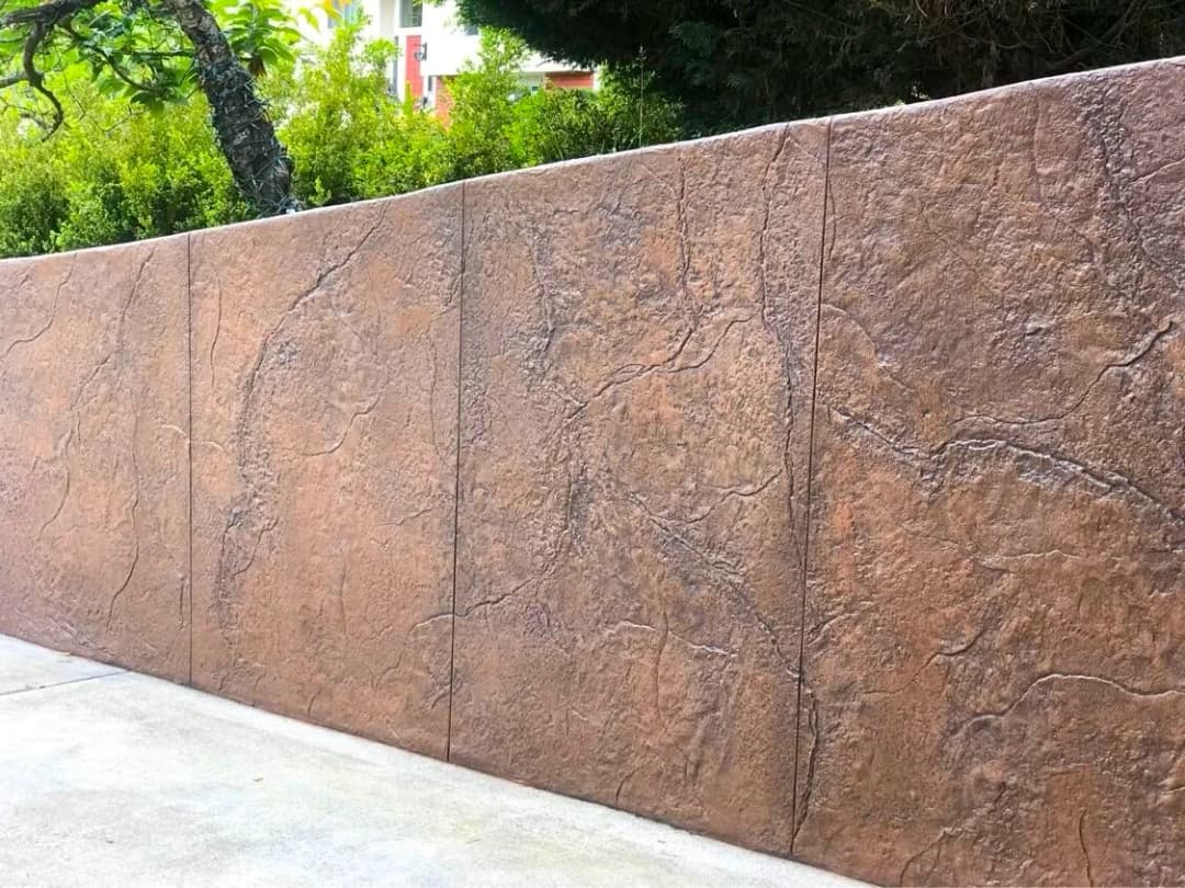 Stamped Stone Pattern concrete retaining wall example